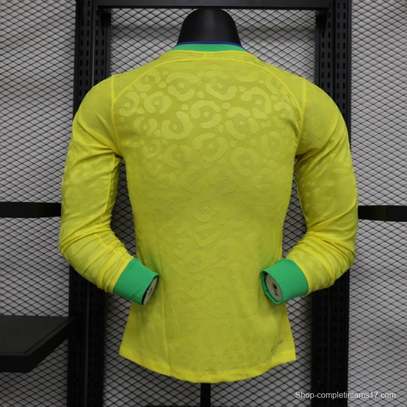 Player Version 2022 Brazil Home Long Sleeve Jersey