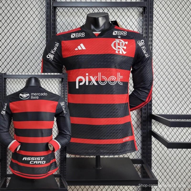 Player Version 24/25 Flamengo Home Long Sleeve Jersey+ All Sponsored