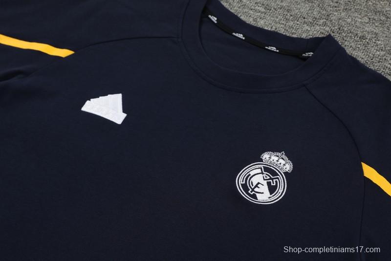 23/24 Real Madrid Navy Cotton Short Sleeve Jersey+Shorts