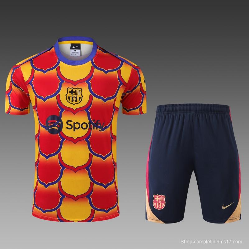 23/24 Barcelona Cotton Chinese New Year Pre-Match Short Sleeve Jersey+Shorts