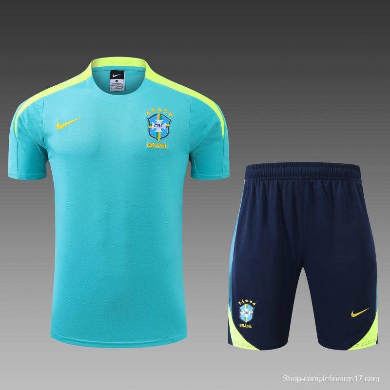 2024 Brazil Blue Short Sleeve Jersey+Shorts