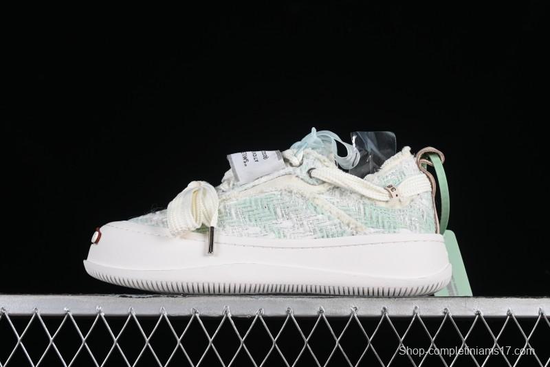 SMILEREPUBLIC Mint Manbo Light Blue Checkered Open Smile Platform Canvas Shoes - G.D4