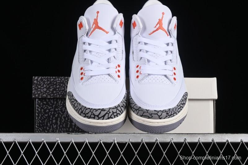 Nike Air Jordan 3 Retro Sneakers in White and Peach Orange - CK9246-121