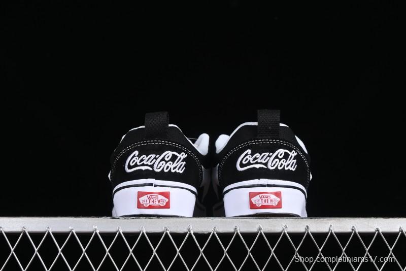 Vans Classics Knu Skool Coca-Cola Collaboration Black White Embroidery Chunky Tongue Sneakers - VN0009QC6BTI