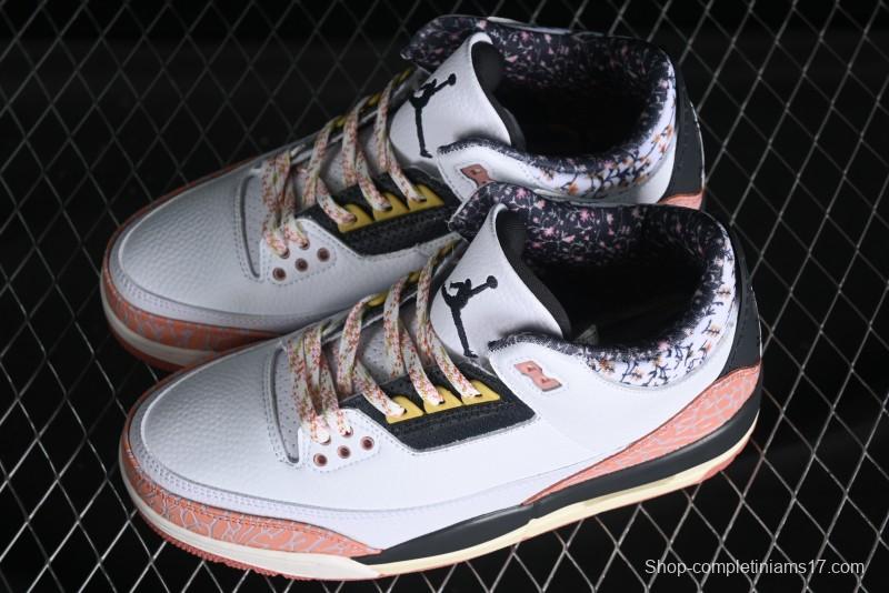 Air Jordan 3 GS "Red Stardust" AJ3 White Pink Floral