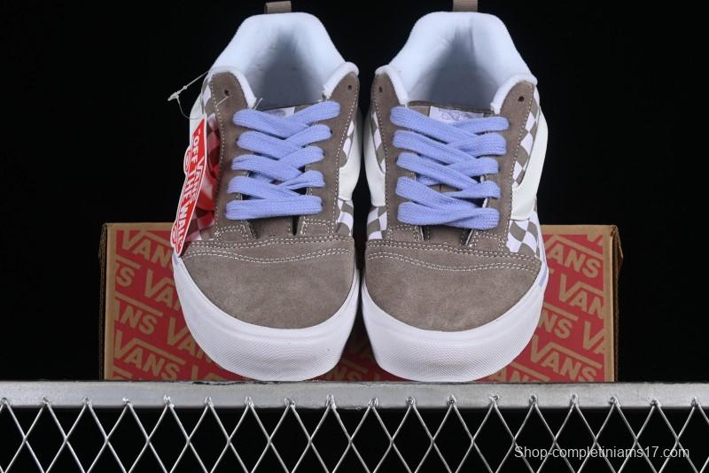 Vans Classics Knu Skool Retro Chunky Sneakers in Light Brown/Lilac Checkerboard - VN0009QC0AK