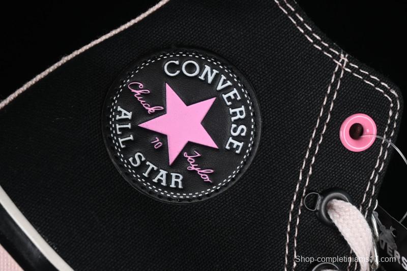Converse Chuck 70s High Top Canvas Sneakers with Chain Accents in Black & Pink - A09539C