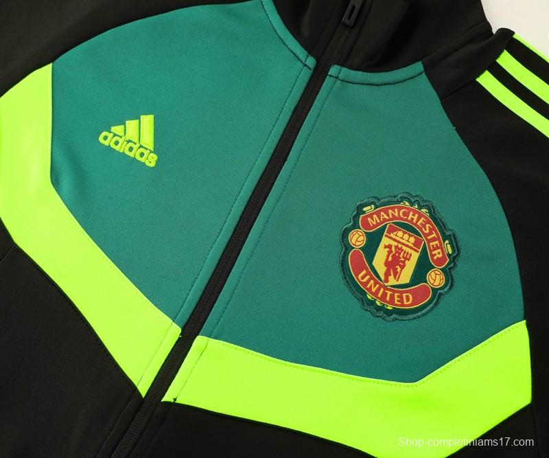 24/25 Manchester United Black/Green Full Zipper Jacket +Long Pants