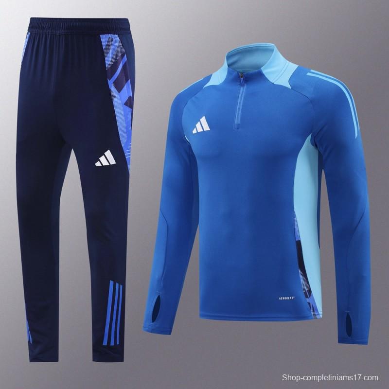 2024 Adidas Blue Half Zipper Jacket +Long Pants