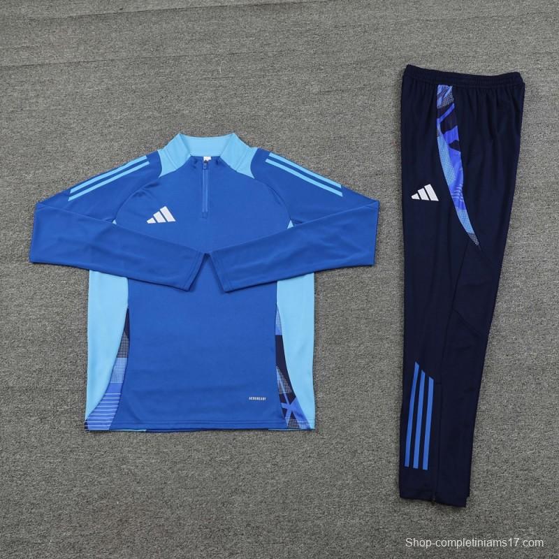 2024 Adidas Blue Half Zipper Jacket +Long Pants