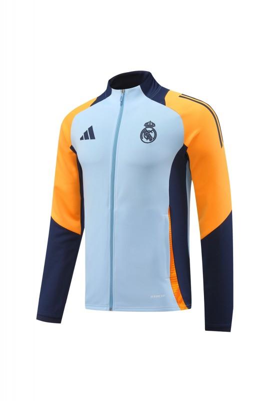 24/25 Real Madrid Light Blue/Yellow Full Zipper Jacket +Long Pants