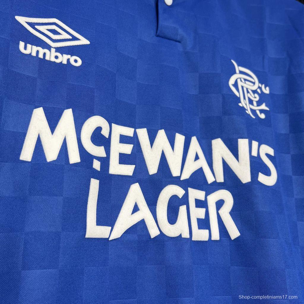 Retro 87/90 Glasgow Rangers Home Jersey