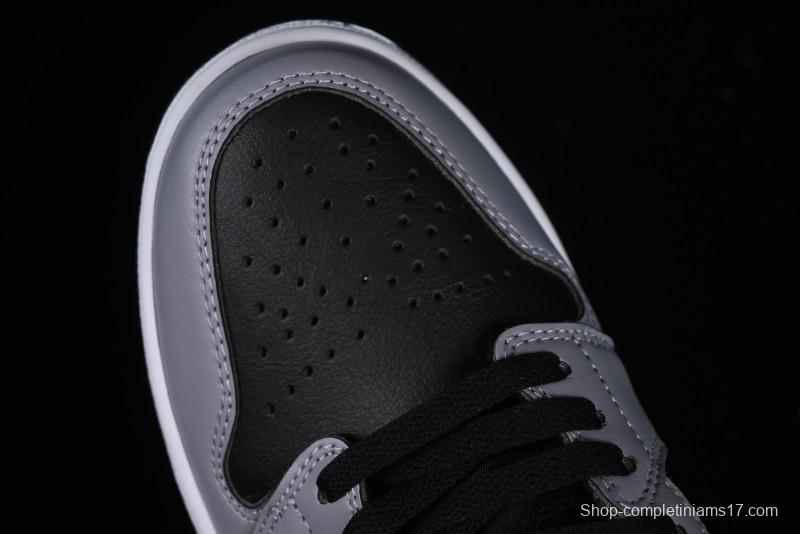 Nike Air Jordan 1 Low AJ1 Basketball Shoes in Grey Black with Red Swoosh - FZ4183-002