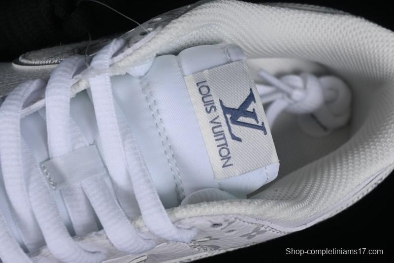 Nike SB Dunk Low Louis Vuitton Collaboration - White Grey Print High-End Custom Low-Top Casual Skate Shoes - LV0526-592