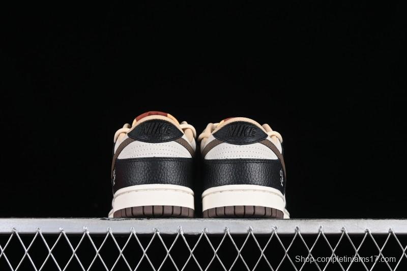 Nike Dunk Low "Mars Stone" Witch Puppet Themed SB Lace-Up Low-Top Casual Sneakers in Black/Mocha Brown - DR9704-200