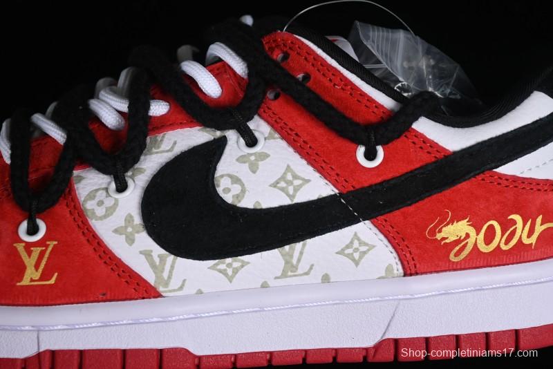 Nike SB Dunk Low Year of the Dragon Limited Edition - Black Swoosh Red Luck High-End Custom Low-Top Casual Sneakers - SJ2068-231