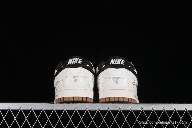 Nike Dunk Low LV Louis Vuitton - Beige Black Denim Anniversary High-End Custom Sneakers - DQ1098-341