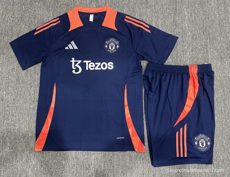 24/25 Kids Manchester United Navy Short Sleeve Jersey+Shorts