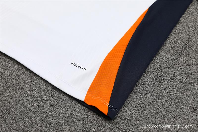 24/25 Real Madrid White/Navy/Orange Half Zipper Jacket+Long Pants