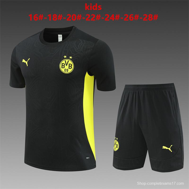 24/25 Kids Borussia Dortmund Black Short Sleeve Jersey+Shorts