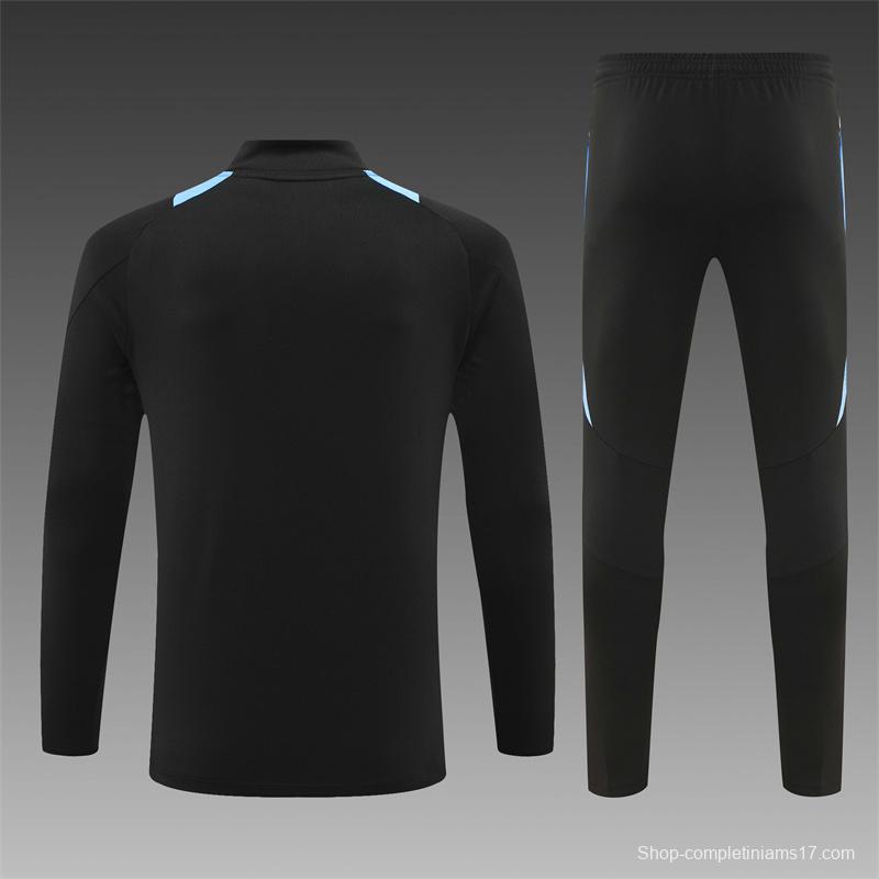 2024 Argentina Black Half Zipper Jacket+Long Pants