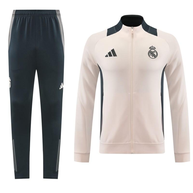 24/25 Real Madrid Pink/Black Full Zipper Jacket +Long Pants