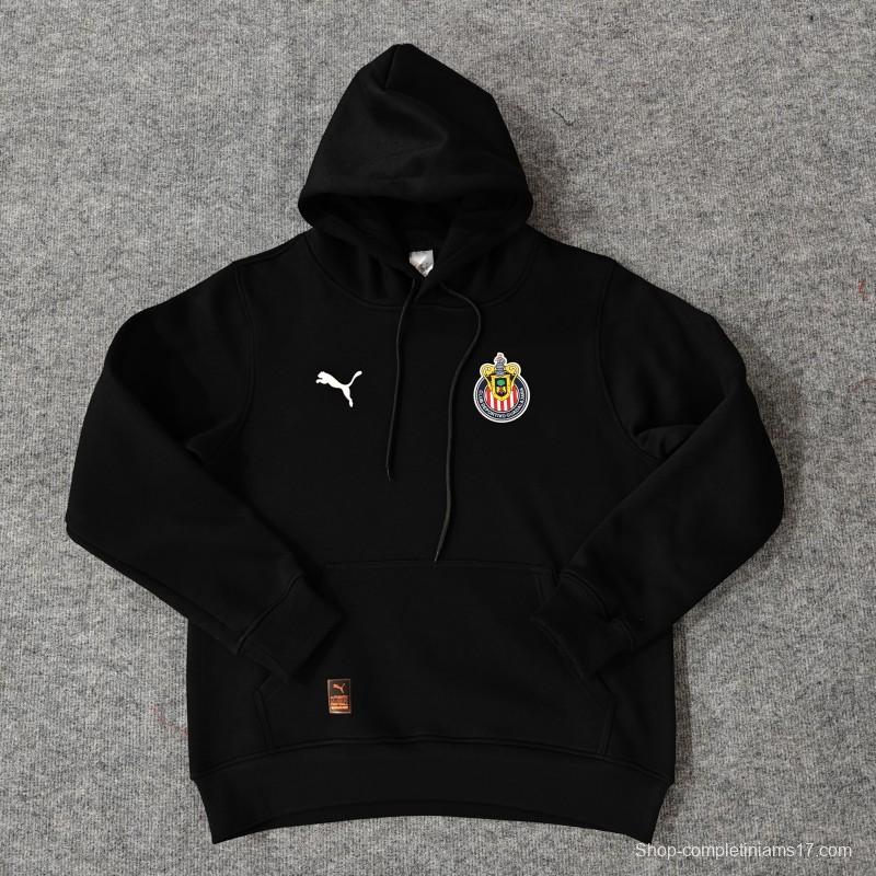 24/25 Chivas Guadalajara Navy/Red/Black/Beige/Grey Hoodie WIth Black Badge