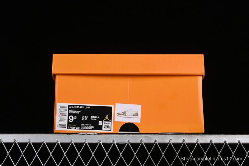 Nike Air Jordan 1 Low LV Collaboration Denim Khaki Customized Casual Sneakers - SJ9950-002