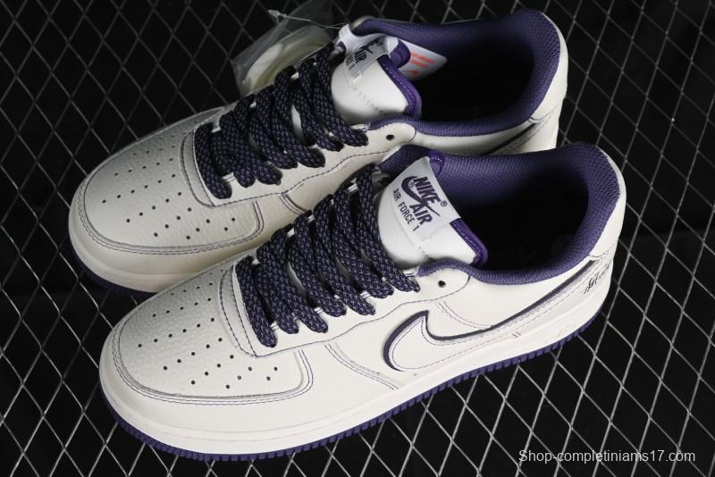 Stussy x Nike Air Force 1 '07 Low Retro Casual Sneakers with Reflective Military Purple - UN1635-222