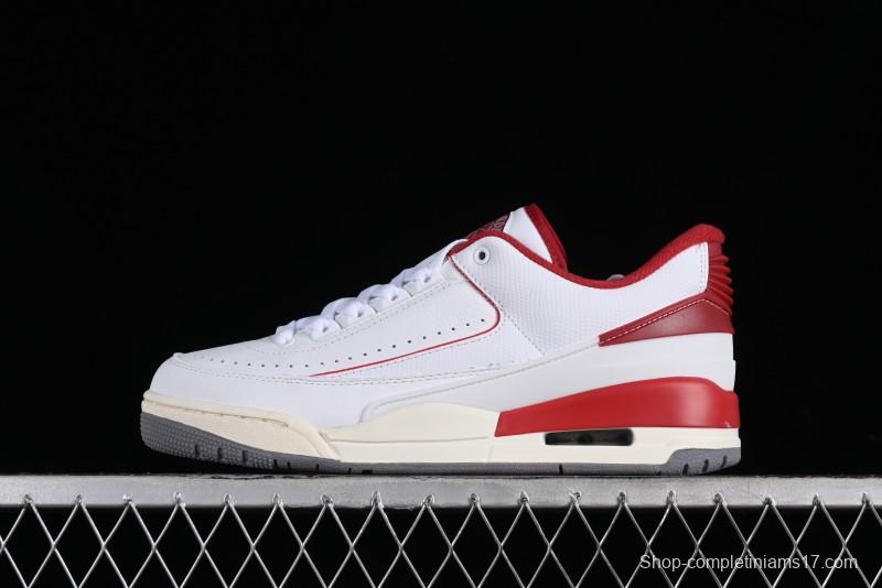 Nike Air Jordan 2/3 Retro Low Top Basketball Shoes in White and Red - FD0383-161