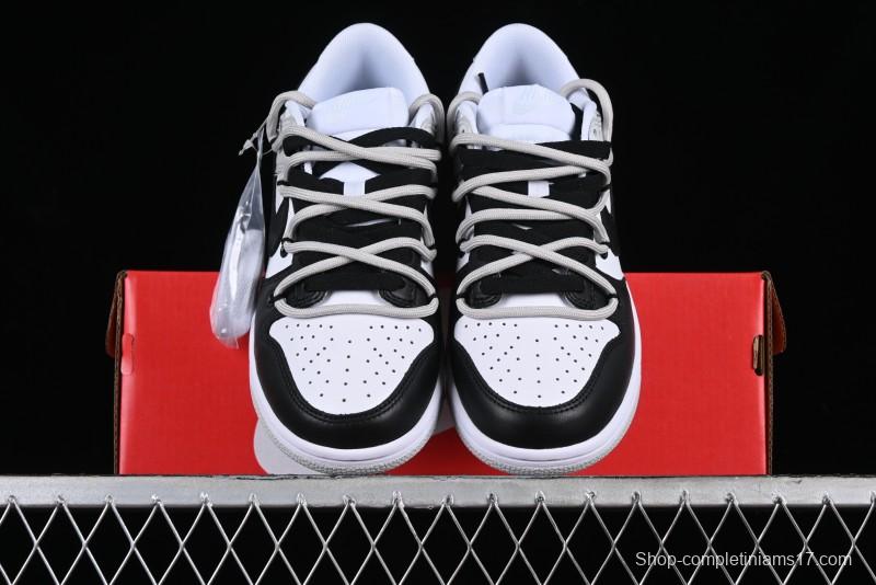 Nike Dunk Low Leather Letter High Street Deconstructed Black Grey SB Strap Low Top Casual Sneakers - DV0831-101
