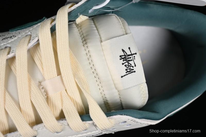 Nike SB Dunk Low Stussy Collaboration Beige Green Mini Swoosh Anniversary Custom Low-Top Casual Sneakers - CF3688-006