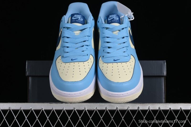 Nike Air Force 1 '07 Low White Blue Color Blocking Casual Sneakers - HF4837-407