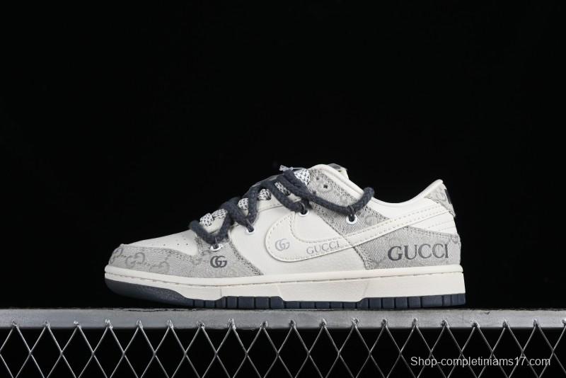 Nike SB Dunk Low Gucci Collaboration - Lace-Up Ash Anniversary High-End Custom Low-Top Casual Sneakers - SJ2068-263