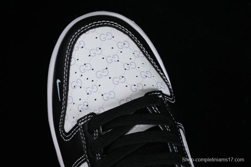 Nike SB Dunk Low Gucci Collaboration - Double G Embroidery Black Swoosh Anniversary Custom Low-Top Casual Skate Shoes - SF1588-136