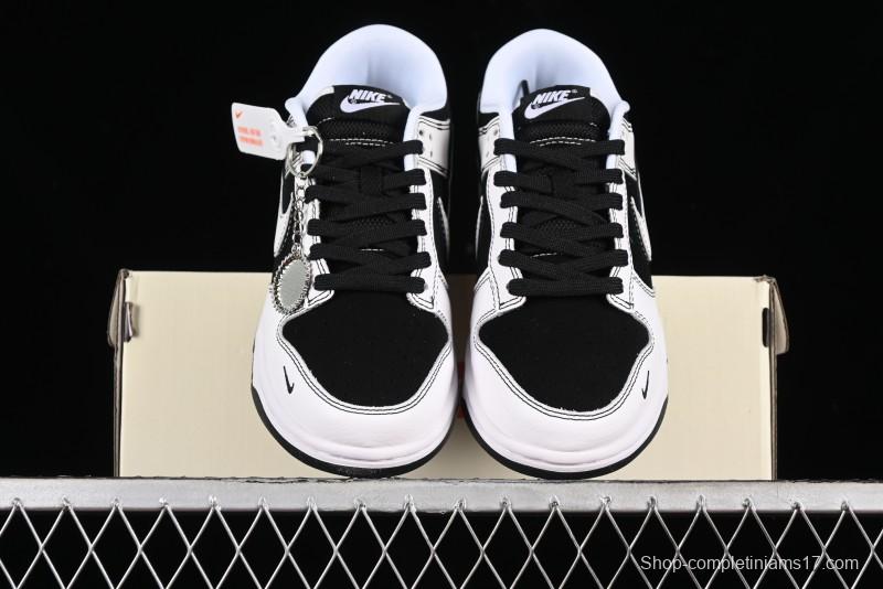Nike SB Dunk Low Supreme Collaboration - Reverse Black White Swoosh Anniversary Custom Low-Top Casual Sneakers - FC1688-144