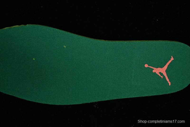 Nike Air Jordan 5 Retro Low AJ5 Sneakers in Football Grey with Vivid Orange and Pine Green Accents - FQ1293-018