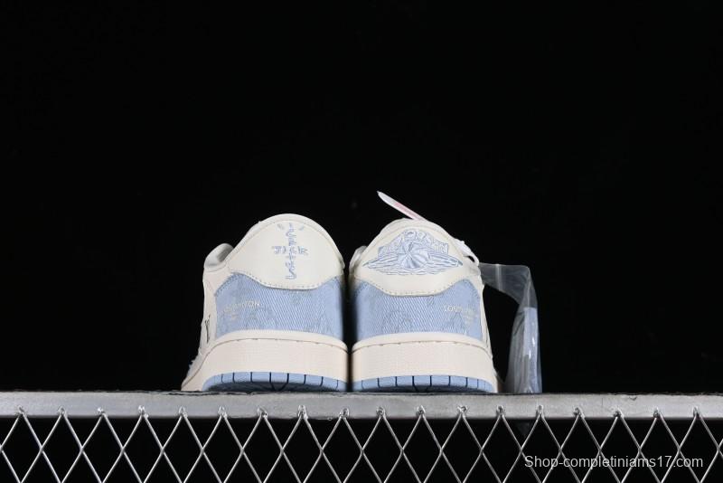 Nike Travis Scott x Fragment Design x Jordan Air Jordan 1 Low OG SP AJ1 LV Peacock Blue Low-top Casual Sneakers - LJ5188-003
