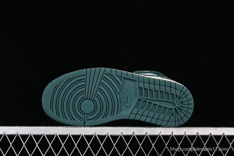 Nike Air Jordan 1 Mid AJ1 Snake Black Green Toe Mid-Top Basketball Shoes - FQ7818-100