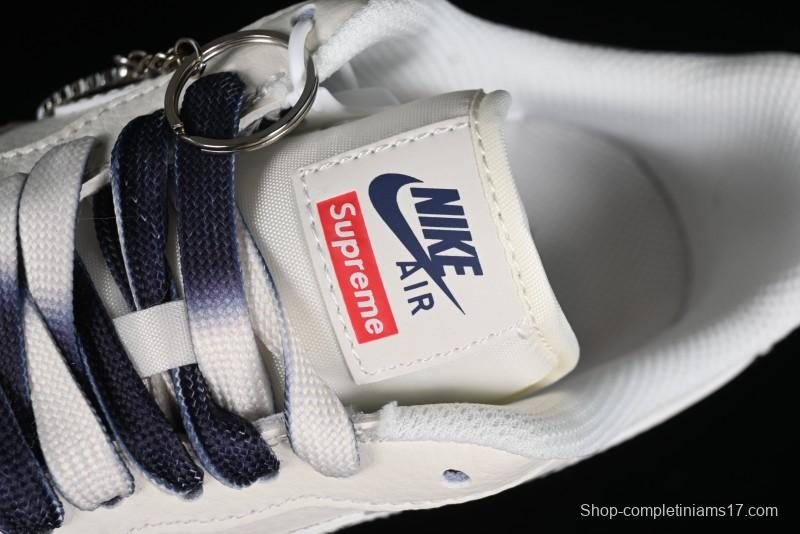Nike Air Force 1 '07 Low Supreme Collaboration - White Blue Color Block Low-Top Casual Sneakers - XZ6188-001