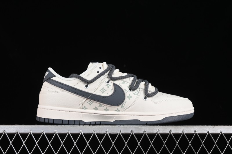 Nike SB Dunk Low LV Collaboration - Straps Lamborghini Off White Dark Grey Swoosh Anniversary High-End Custom Low-Top Casual Sneakers - SJ2068-262