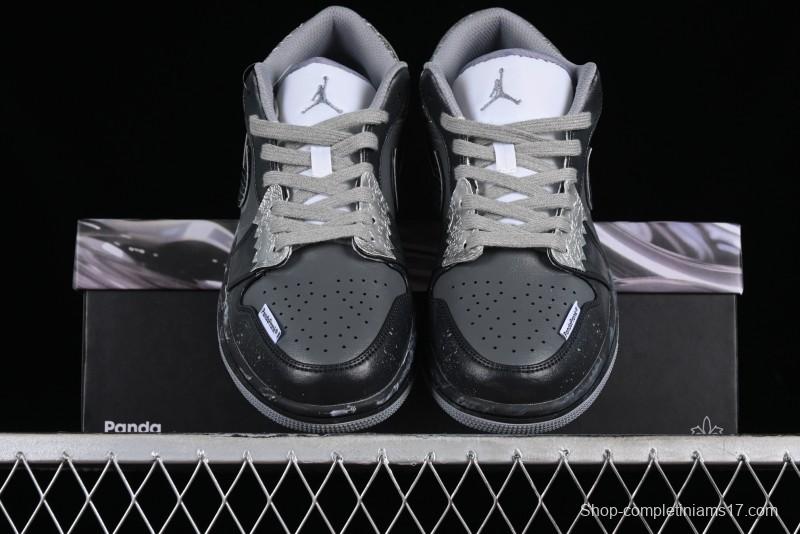 Nike Air Jordan 1 Low AJ1 Panda Prank Modern Gray Silver Black Low-top Casual Sneakers - 553560-053
