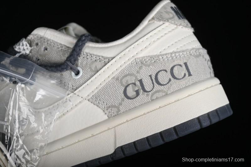 Nike SB Dunk Low Gucci Collaboration - Lace-Up Ash Anniversary High-End Custom Low-Top Casual Sneakers - SJ2068-263