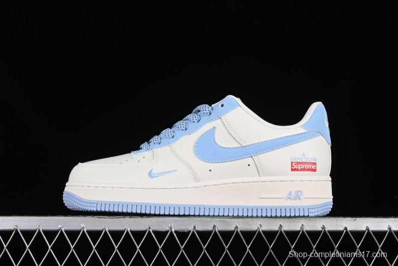 Nike Air Force 1 '07 Low Supreme Stone Island Collaboration - Sky Blue Casual Sneakers - BB9599-205