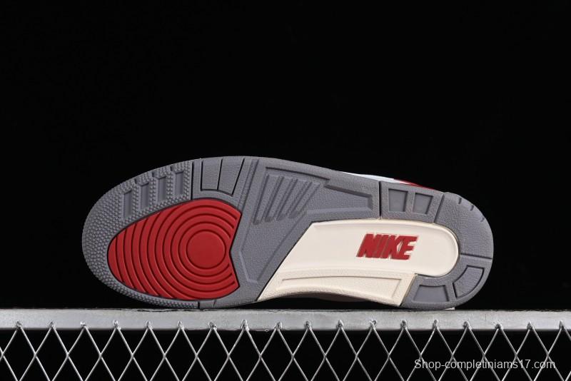 Nike Air Jordan 2/3 Retro Low Top Basketball Shoes in White and Red - FD0383-161