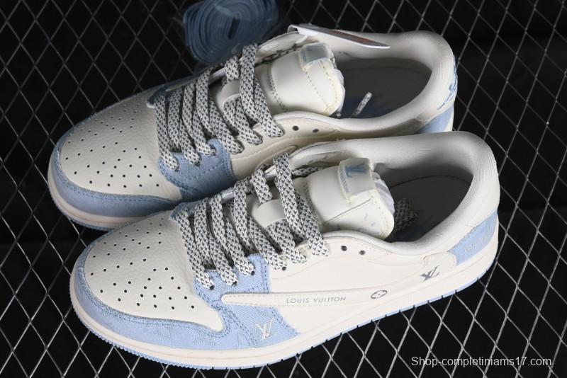 Nike Travis Scott x Fragment Design x Jordan Air Jordan 1 Low OG SP AJ1 LV Peacock Blue Low-top Casual Sneakers - LJ5188-003