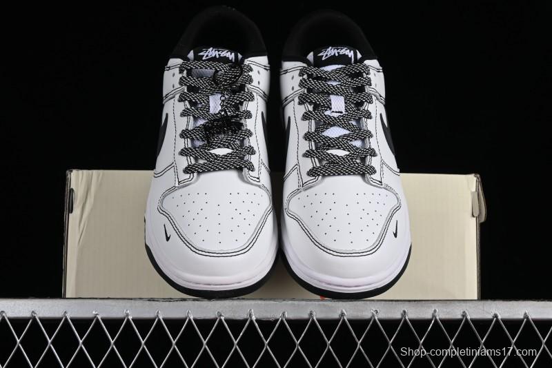Stussy x Nike Dunk Low SB Skate Shoes in White-Black - FC1688-137