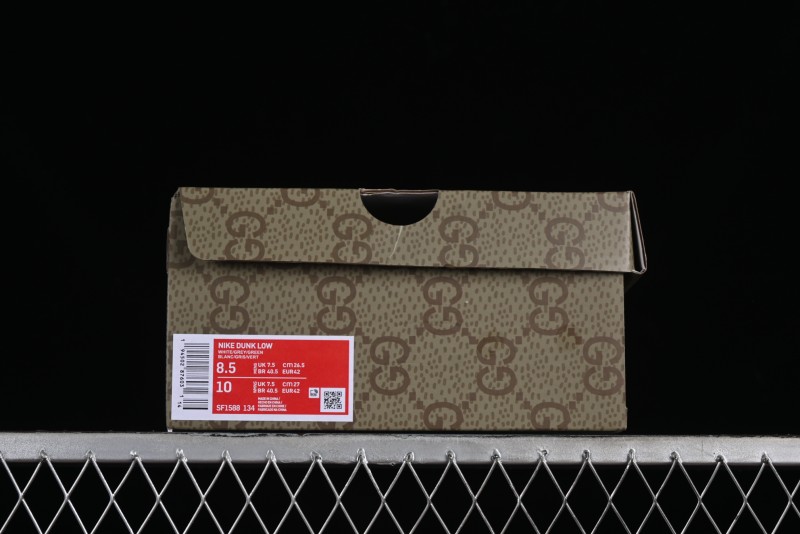 Nike SB Dunk Low Gucci Collaboration - Double G Grey Green Swoosh Anniversary Custom Low-Top Casual Skate Shoes - SF1588-134