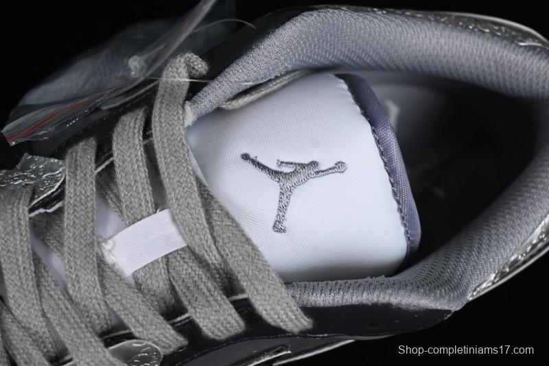 Nike Air Jordan 1 Low AJ1 Panda Prank Modern Gray Silver Black Low-top Casual Sneakers - 553560-053