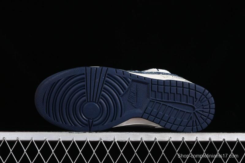 Nike SB Dunk Low LV Collaboration - Light Blue Check Print Anniversary High-End Custom Low-Top Casual Sneakers - SJ2068-249